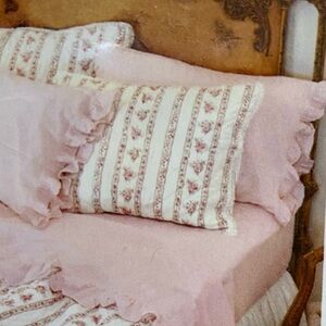 Simply Shabby Chic BLUSH BEAUTY Standard Pillow Sham Roses Crochet Trim New